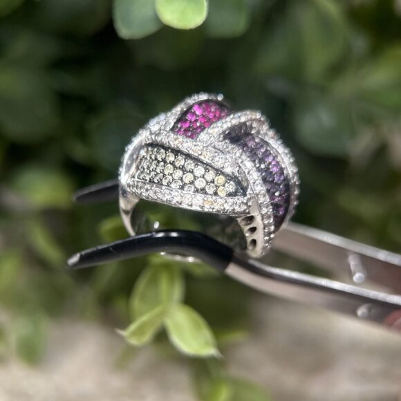 Showstopper 925 Silver Multicolor Stones Ring - Picture 7 of 11